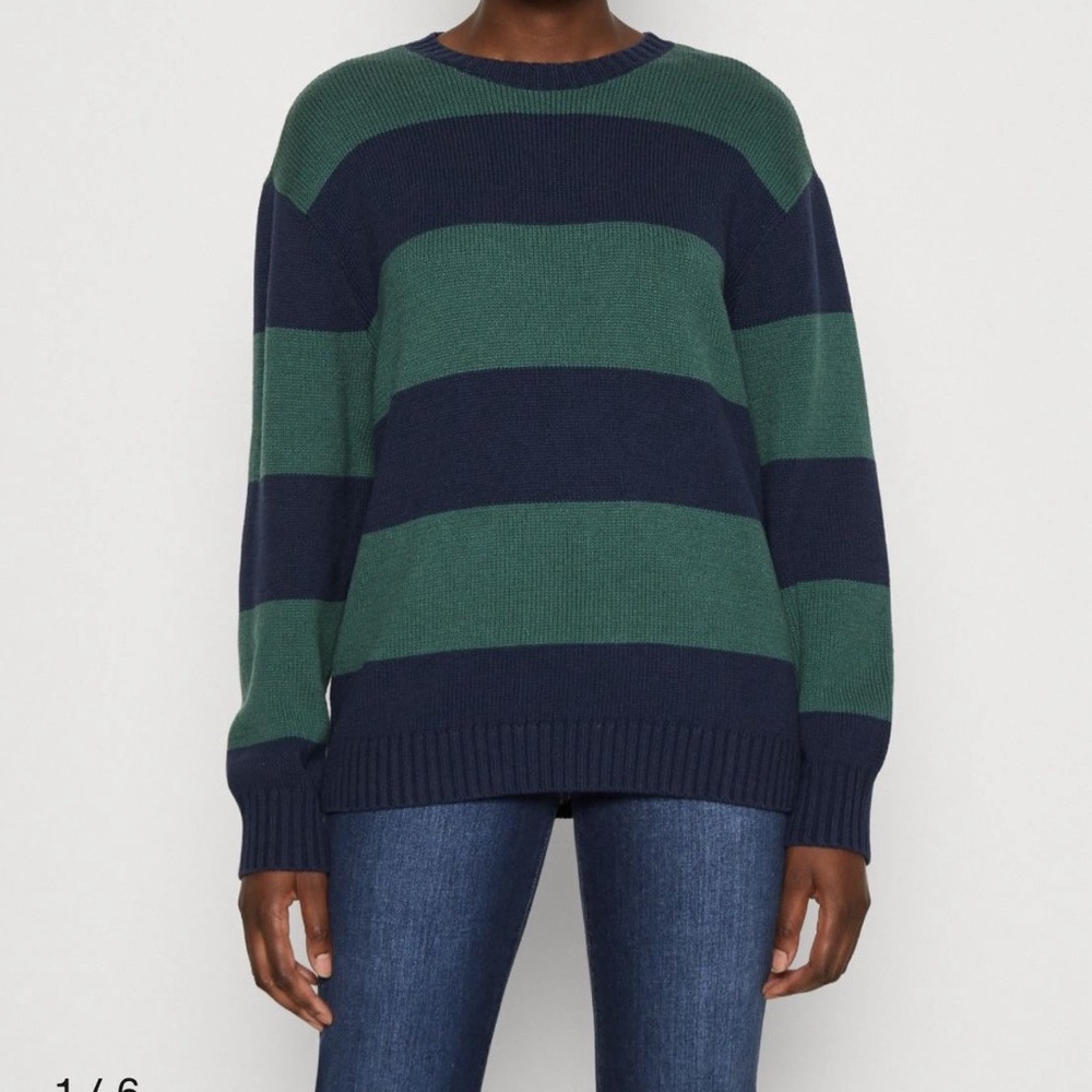 wild fable oversized navy and green striped sweater xxl